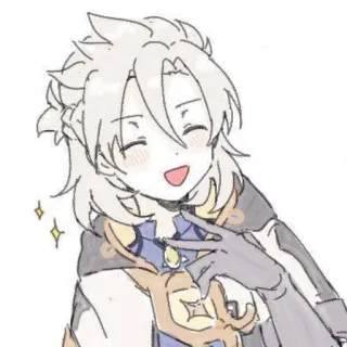 ✌ Albedo Genshin Impact Anime, Genshin Impact, Albedo, Sorriso whatsapp sticker