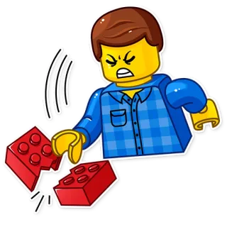 😡 Lego, zabawka, budowanie, klocek, kreskówka, złość, frustracja telegram sticker