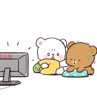 😨 orsi, cartoni animati, carino, guardare la tv, animato, kawaii telegram sticker