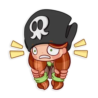 😱 Cartoon, Pirat, Weiblich, Figur, Sticker, Sorge whatsapp sticker