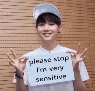 🙂 please stop
I'm very
sensitive Meme, Grappig, Gevoelig, Stop, Jeugd telegram sticker