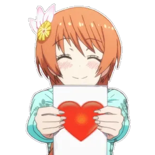 ❤ Аниме девушка, Сердце, Любовь, Милый, Мультфильм, Привет whatsapp sticker