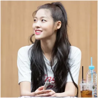 🎀 mujer, sonriendo, pelo largo, casual, retrato, coreana telegram sticker