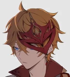 🌟 Tartaglia Genshin Impact Anime, Genshin Impact, Tartaglia, Childe, Máscara, Fanart whatsapp sticker