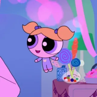 ❄️ Bubbles The Powerpuff Girls мультфильм, Суперкрошки, Бабблс, милый, сладкий, мультяшный персонаж telegram sticker