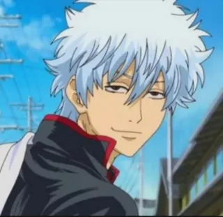 🧊 Gintoki Sakata Gintama Anime, Personnage, Gintama, Gintoki Sakata, cheveux blancs, homme telegram sticker