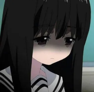 🚼 Anime, Traurig, Mädchen, Schwarze Haare, Deprimiert, Emotional telegram sticker