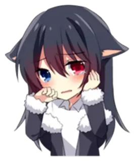 😭 animé, pleurs, triste, oreilles de chat, fille, larmes telegram sticker