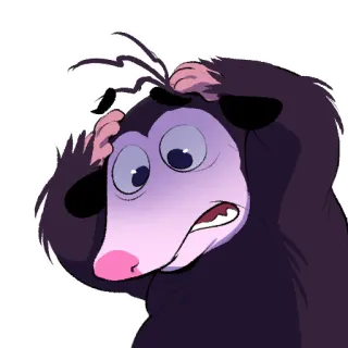 😨 opossum, cartoon, animal, confused, sad, mammal whatsapp sticker