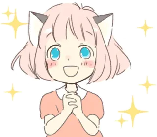 🤩 Anime, Fofo, Menina, Orelhas de gato, Brilho telegram sticker