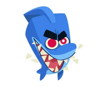 😈 tiburón, dibujos animados, animal, azul, dientes, enojado telegram sticker