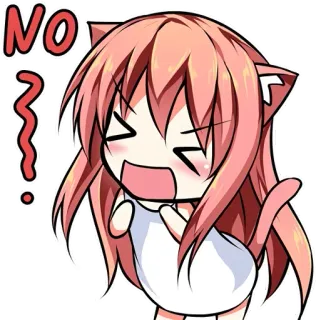 🚫 NO Anime, Nekomimi, Non, Désapprobation, Mignon, Manga telegram sticker