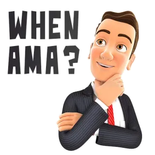 🥺 WHEN AMA? 질문, 비즈니스, 남자, 생각, AMA, 무엇이든 물어보세요 telegram sticker