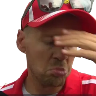 🤢 Sebastian Vettel pilote, formule 1, triste, pleurer, déçu whatsapp sticker