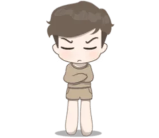 😠 enojado, molesto, dibujos animados, personaje, brazos cruzados, irritado telegram sticker