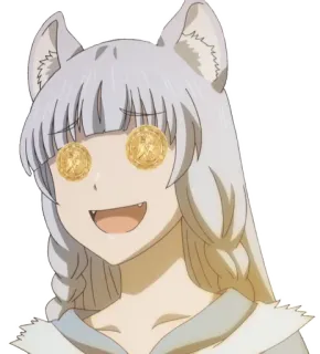 🤑 anime, sticker, wolf, coin eyes, cute, digital art, manga telegram sticker