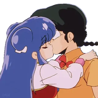 💋 Anime, Pareja, Besos, Romántico, Amor whatsapp sticker