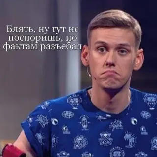 🌟 Блять, ну тут не поспоришь, по фактам разъебал meme, russian, portrait, man, text telegram sticker