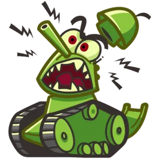 😱 Panzer, Cartoon, Militär, Fahrzeug, Grün whatsapp sticker