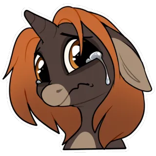 😭 poney, pleurer, triste, larmes, dessin animé, animal, licorne telegram sticker
