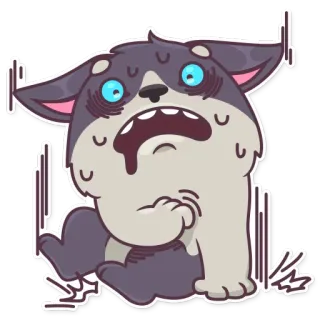 😧 犬, 怖い, 不安, 漫画, ショック, 緊張 telegram sticker