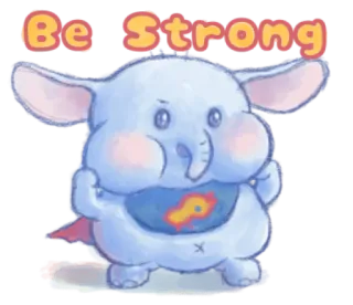 🍯 Be Strong Elefant, Cartoon, Niedlich, Stark, Tier, Motivation telegram sticker