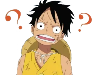 🤔 Luffy One Piece anime, dibujos animados, confundido, Monkey D. Luffy whatsapp sticker
