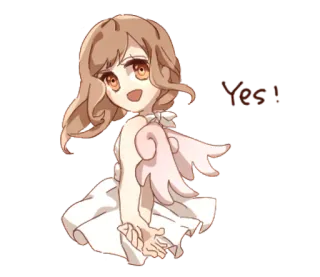 👩 Yes! Anime, Cartoon, Süß, Engel, Flügel, Zustimmung telegram sticker
