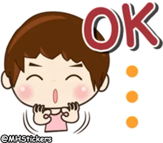 👌 OK 好的, 同意, 批准, 可爱, 卡通, 是, 确认 telegram sticker
