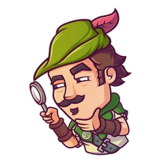 🔭 Robin Hood, arqueiro, floresta de Sherwood, medieval, desenho animado, herói, lupa telegram sticker