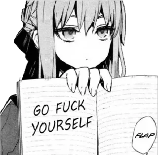 🖕 GO FUCK YOURSELF Anime, Menina, Ofensivo, Livro, Grosseiro telegram sticker