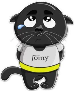😢 joiny kucing, sedih, stiker, kartun, bersendi, emotikon telegram sticker