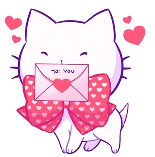 💝 To: YOU gato, amor, corazones, san valentín, lindo, carta telegram sticker