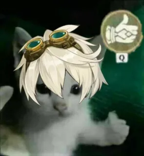 👍 Bennett Genshin Impact cat, bennett, genshin impact, video game, thumbs up telegram sticker