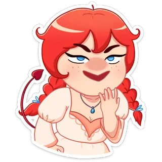 😈 ปีศาจ, ผู้หญิง, ผมแดง, การ์ตูน, สติกเกอร์ whatsapp sticker