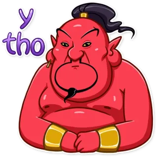 😶 y tho 精灵, 表情包, 表情, 红色, 卡通, 贴纸 telegram sticker