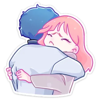 🤗 câlin, couple, amour, émotions, amitié, dessin animé whatsapp sticker