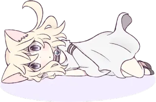 😥 Anime, Katze, liegend, niedlich telegram sticker