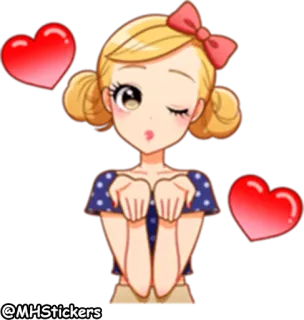 😘 @MHStickers desenho animado, menina, corações, kawaii, fofo, anime, adesivo telegram sticker