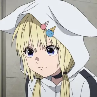 🐱 anime, girl, blonde hair, hoodie, cute, cartoon whatsapp sticker