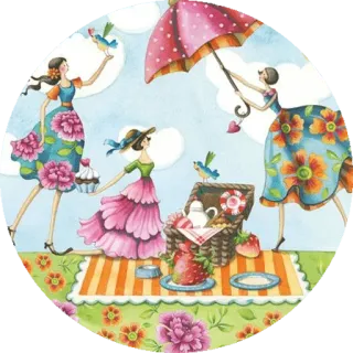 🏖 野餐, 女性, 夏天, 花, 派对 telegram sticker