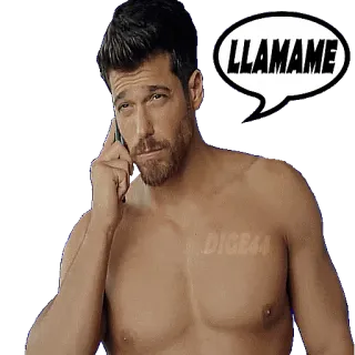 ☎️ LLAMAME pria, menelepon, telepon, bertelanjang dada, tampan whatsapp sticker