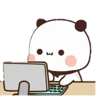 🐍 Panda, Computer, Arbeiten, Tippen, Süß, Cartoon whatsapp sticker