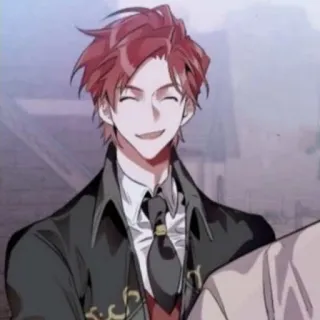 🥀 man, portrait, red hair, anime style, smile, cartoon telegram sticker