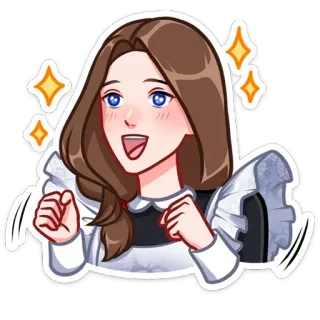 🤩 Cartoon, Figur, Anime, Mädchen, Funkelnd, Fröhlich telegram sticker