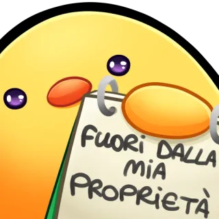 🐤 FUORI DALLA MIA PROPRIETÀ italiano, frase, propiedad, advertencia, dibujos animados, lindo whatsapp sticker
