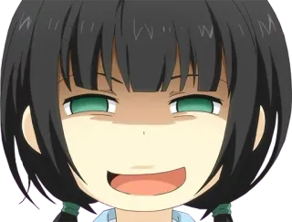 😃 anime, chica, sonrisa burlona, expresión facial, dibujos animados telegram sticker