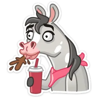 😨 cheval, boisson, dessin animé, animal, autocollant, vomissement telegram sticker