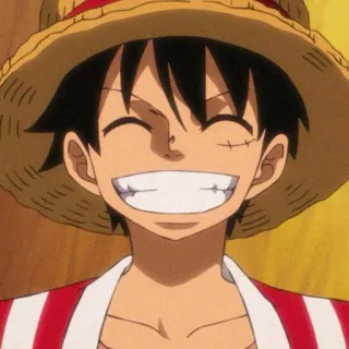 😁 Monkey D. Luffy One Piece Anime, One Piece, Monkey D. Luffy, Strohhut, lächelnd telegram sticker