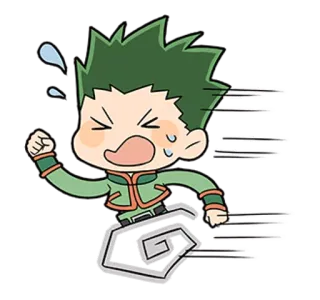 💨 Gon Freecss Hunter x Hunter 애니메이션, 캐릭터, 만화, 달리기, 땀, 곤 telegram sticker